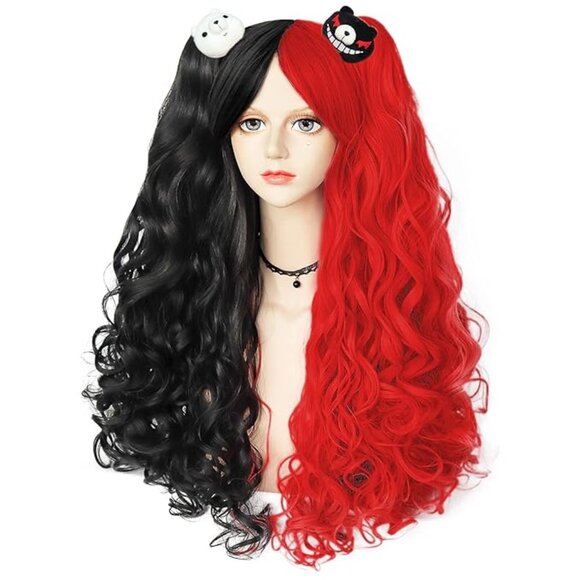 Hair Cap+Red Wig Black Wig